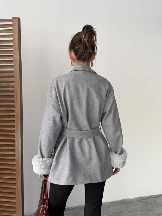 Taro Kol Detay Ceket - Gri - 3