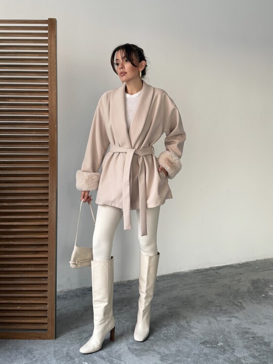 Taro Kol Detay Ceket - Krem - 2