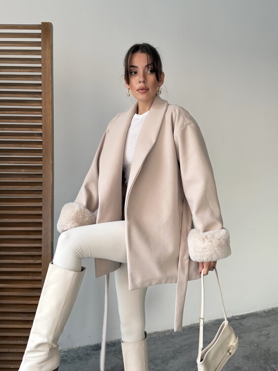 Taro Kol Detay Ceket - Krem - 3