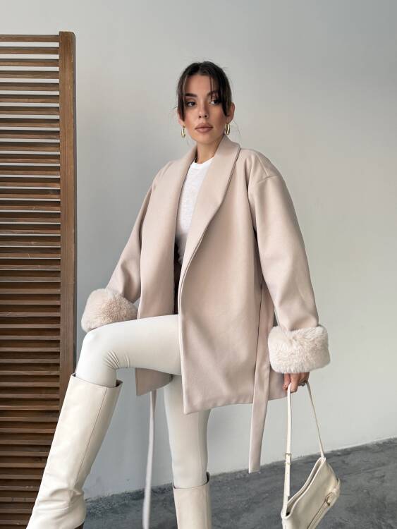 Taro Kol Detay Ceket - Krem - 3