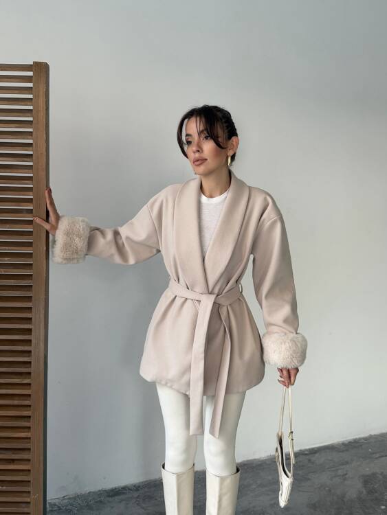 Taro Kol Detay Ceket - Krem - 1