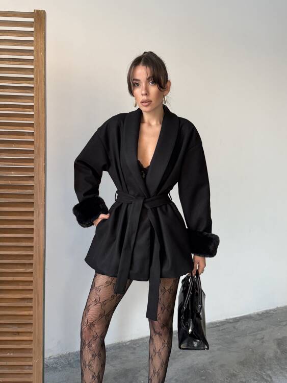 Taro Kol Detay Ceket - Siyah - 3