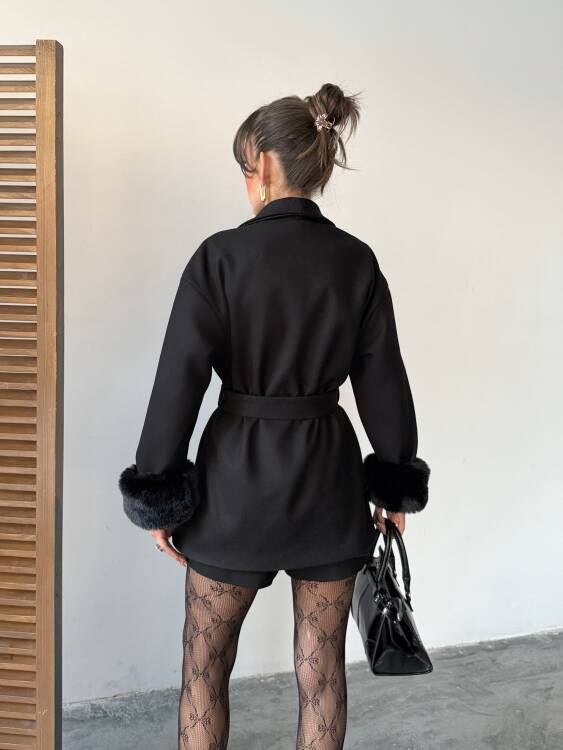 Taro Kol Detay Ceket - Siyah - 4