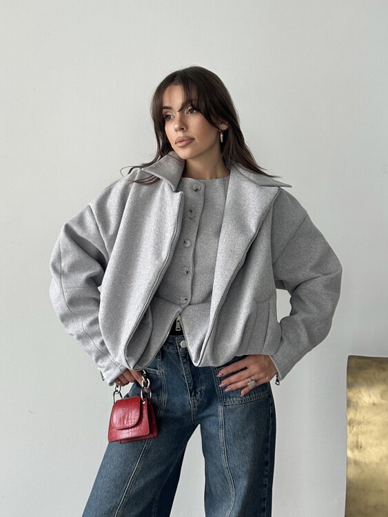 Tensi Yelekli Kaban - Gri - Sevenday