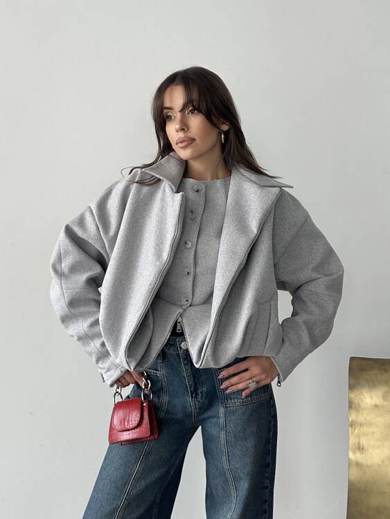 Tensi Yelekli Kaban - Gri - 1