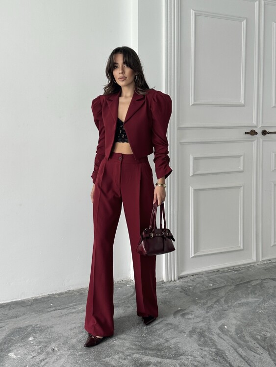 Theboom Ceket Pantolon Takım - Bordo - Sevenday