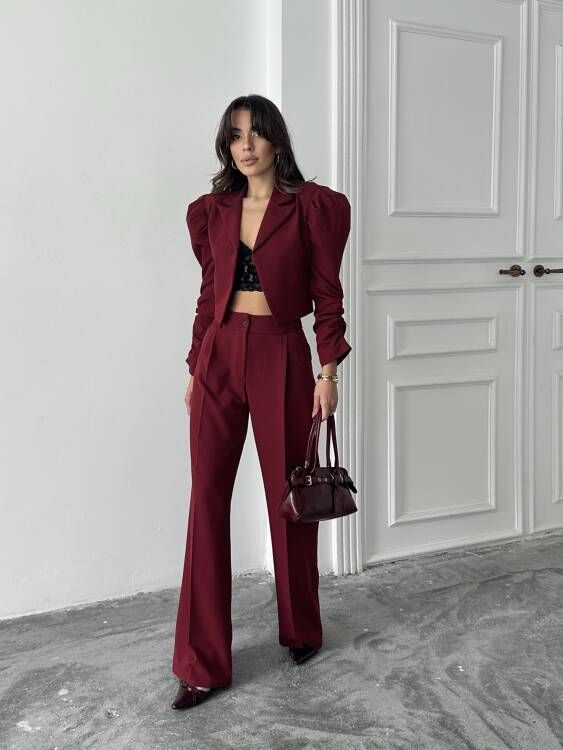 Theboom Ceket Pantolon Takım - Bordo - 1