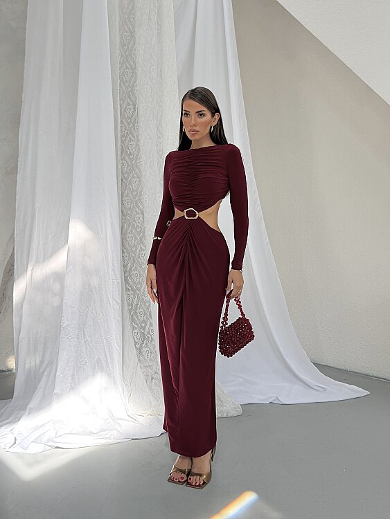 TIENSE Maxi Elbise - Bordo - Sevenday