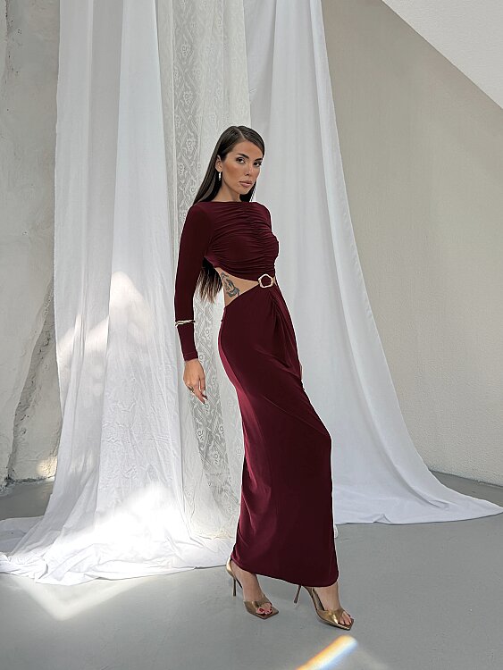 TIENSE Maxi Elbise - Bordo - 2