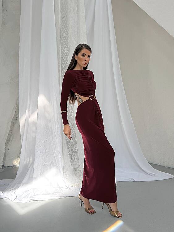 TIENSE Maxi Elbise - Bordo - 2