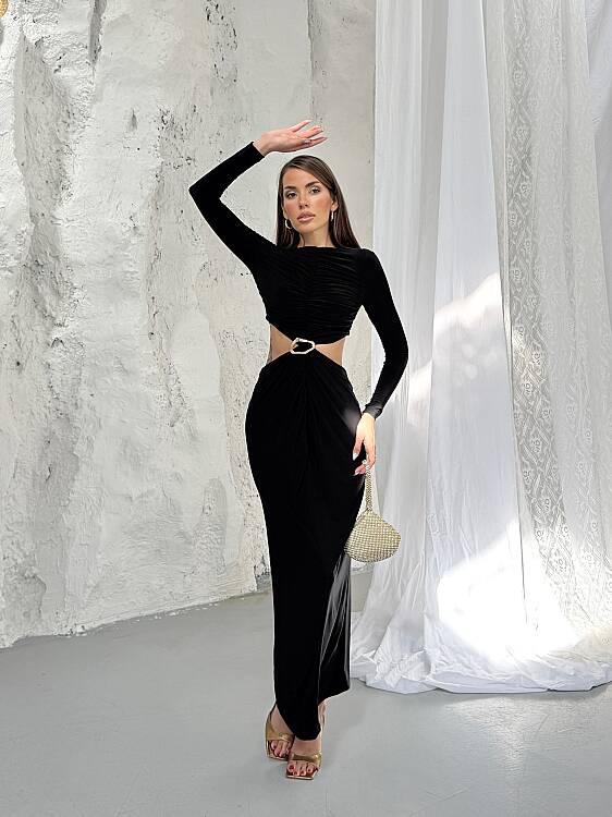 TIENSE Maxi Elbise - Siyah - 3