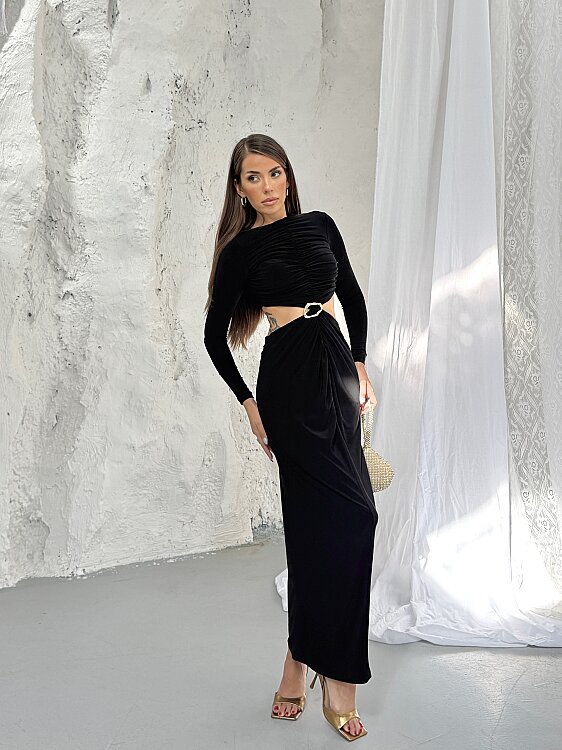 TIENSE Maxi Elbise - Siyah - 4