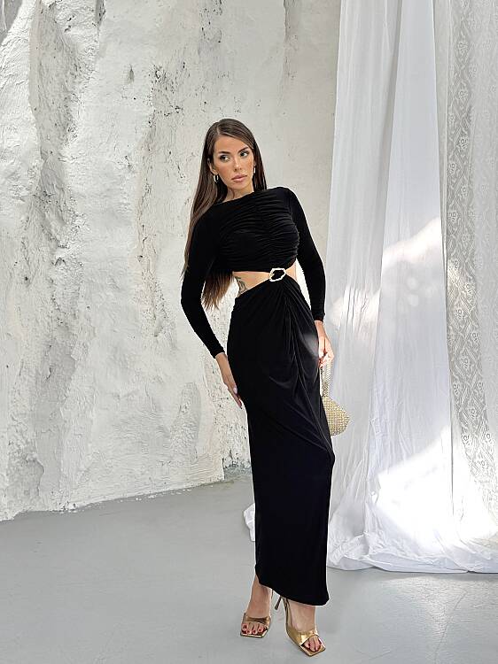 TIENSE Maxi Elbise - Siyah - 4