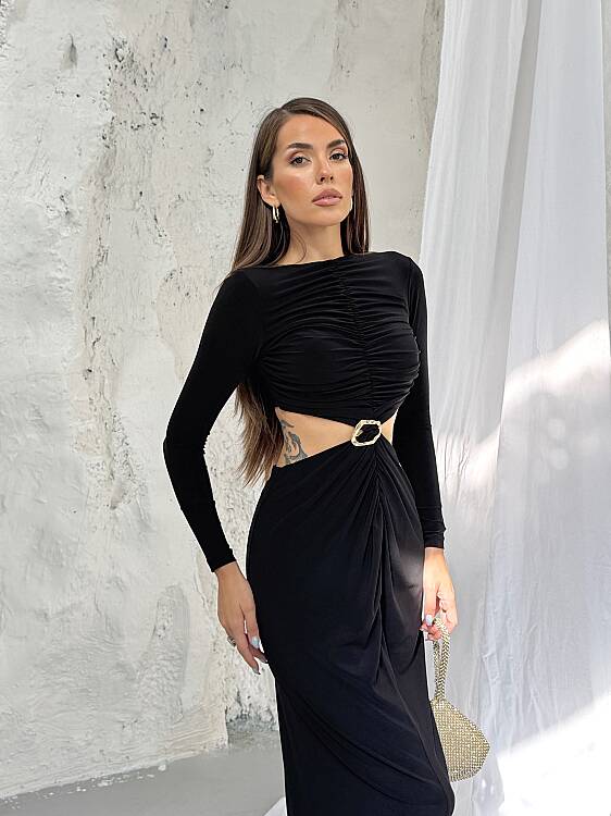 TIENSE Maxi Elbise - Siyah - 5
