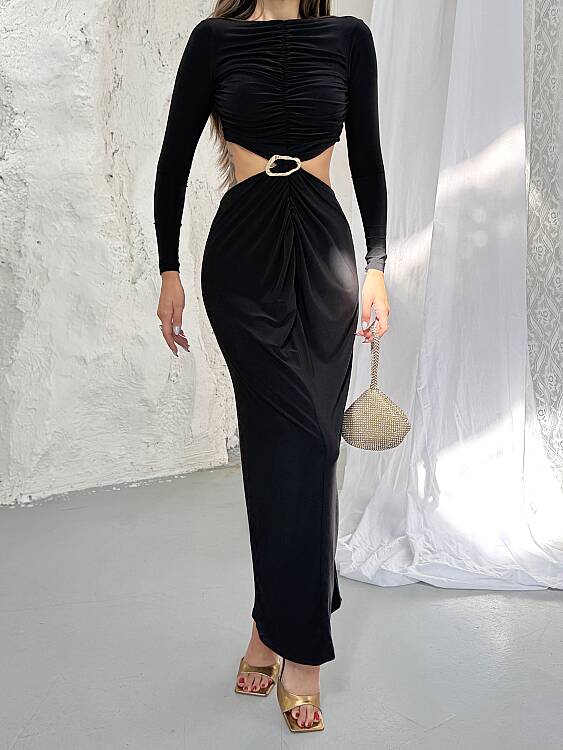 TIENSE Maxi Elbise - Siyah - 7
