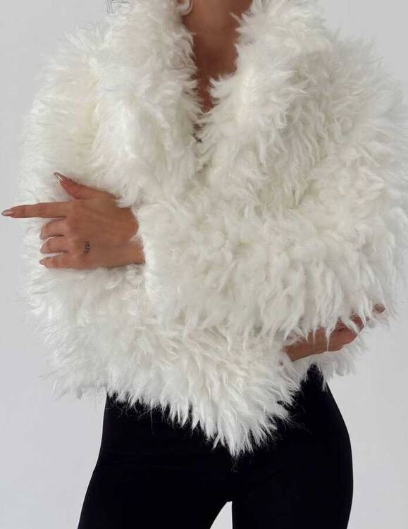 Ursila Peluş Mont- Ekru - 2