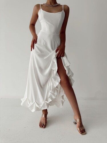 Valencia Elbise - Beyaz - Thumbnail