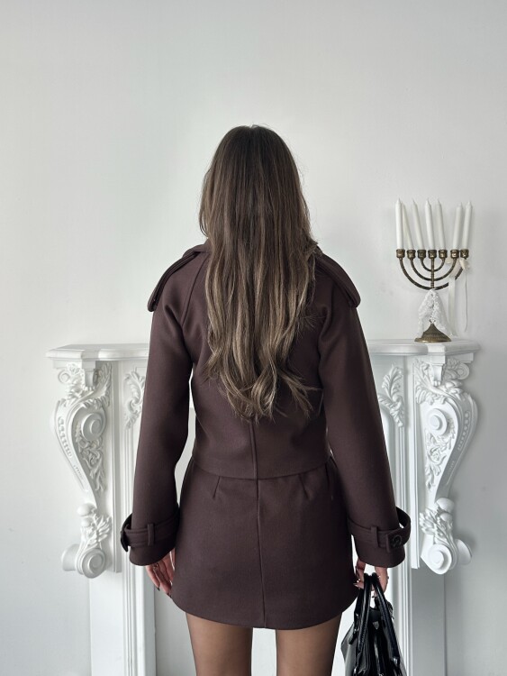 Vasini Ceket Etek Takım - Acı Kahve - 6