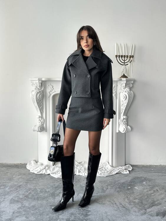 Vasini Ceket Etek Takım - Antrasit - 3