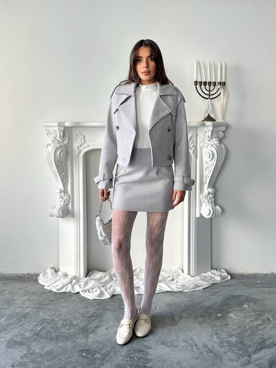 Vasini Ceket Etek Takım - Gri - 1