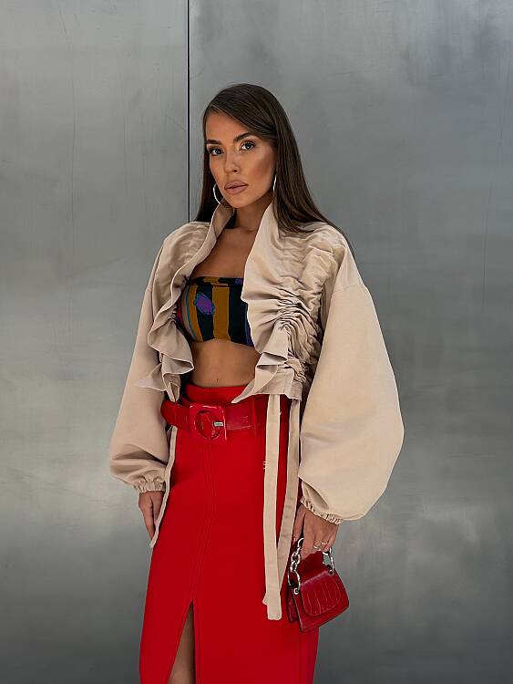 VERA Büzgülü Ceket - Bej - 1