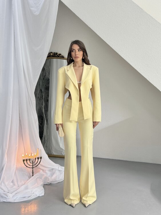 Virgine Crop Pantolon Takım - Sarı - Sevenday
