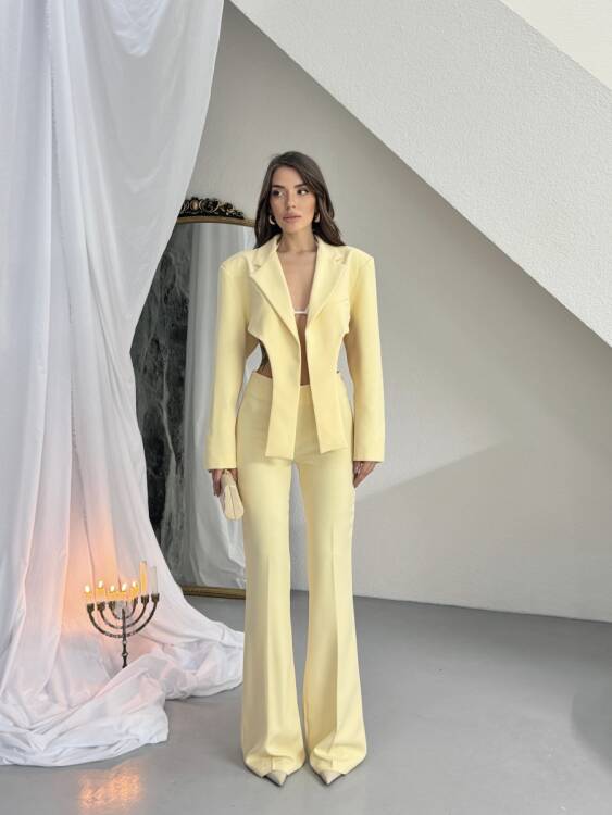 Virgine Crop Pantolon Takım - Sarı - 1