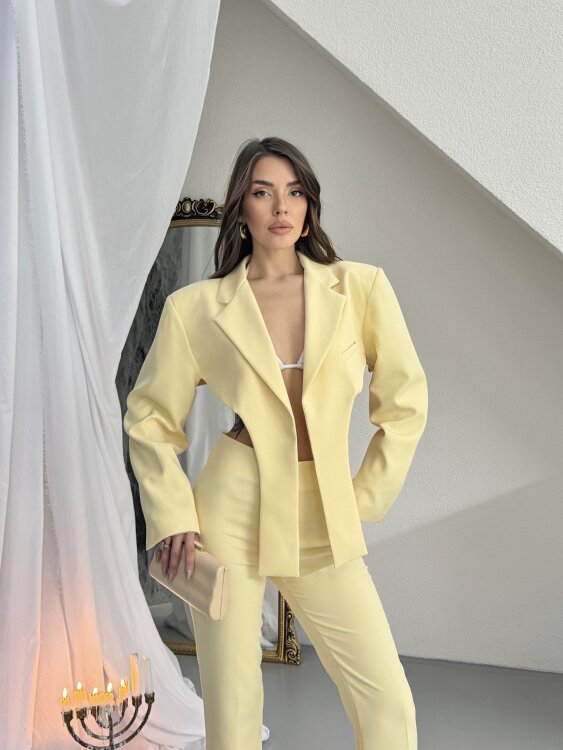Virgine Crop Pantolon Takım - Sarı - 3
