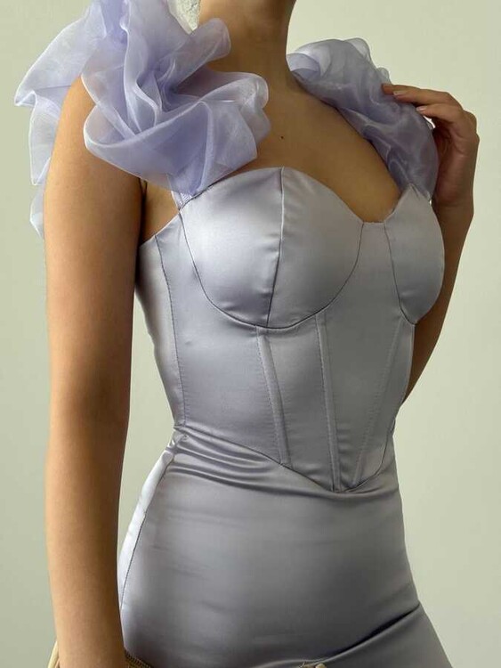 Wena Asetat Elbise- Lila - 2