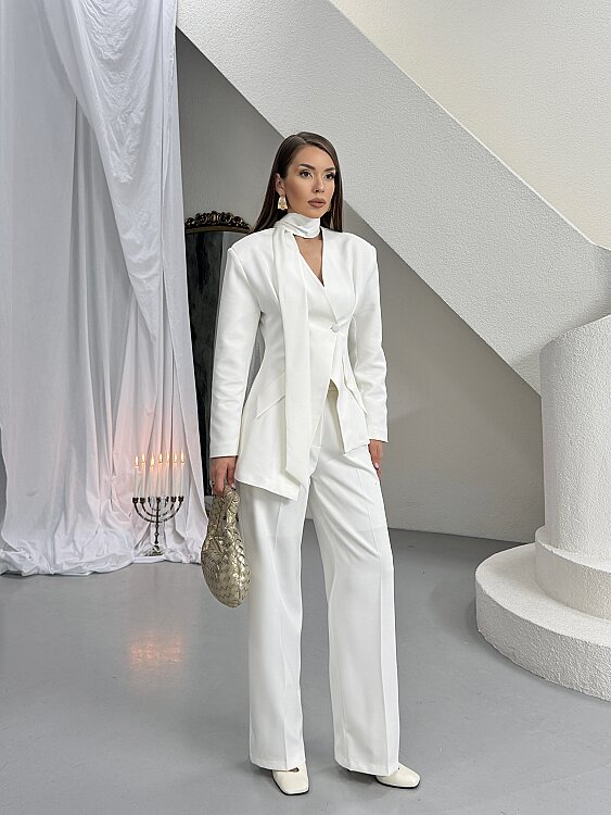 Zeni Fularlı Takım - Beyaz - Sevenday