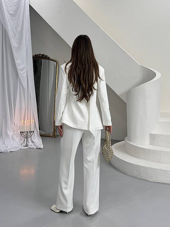 Zeni Fularlı Takım - Beyaz - 6