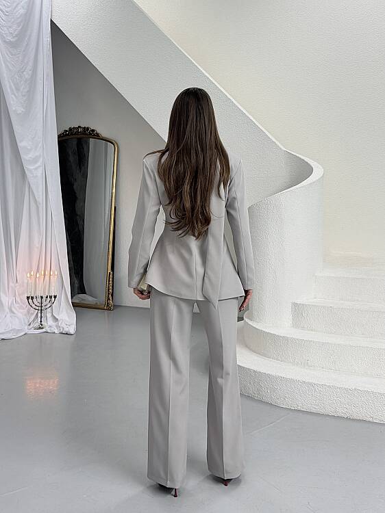 Zeni Fularlı Takım - Gri - 6