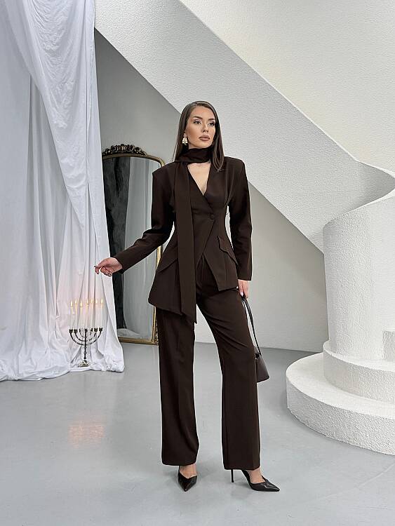 Zeni Fularlı Takım - Acı Kahve - 1