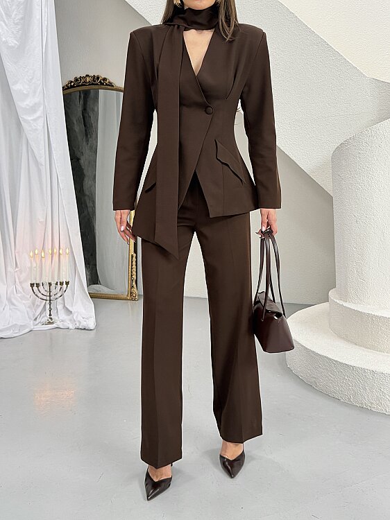 Zeni Fularlı Takım - Acı Kahve - 3