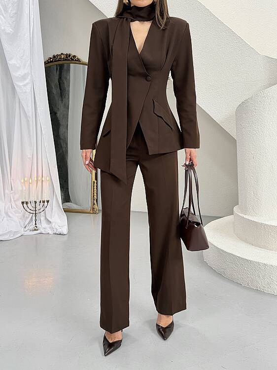 Zeni Fularlı Takım - Acı Kahve - 3