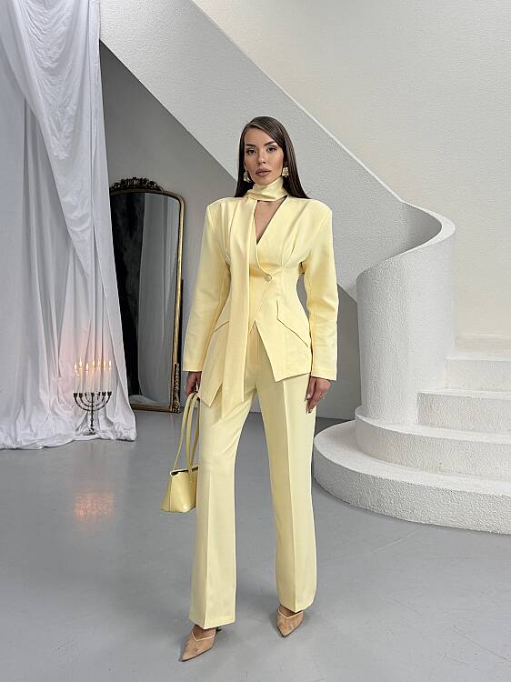 Zeni Fularlı Takım - Sarı - 1