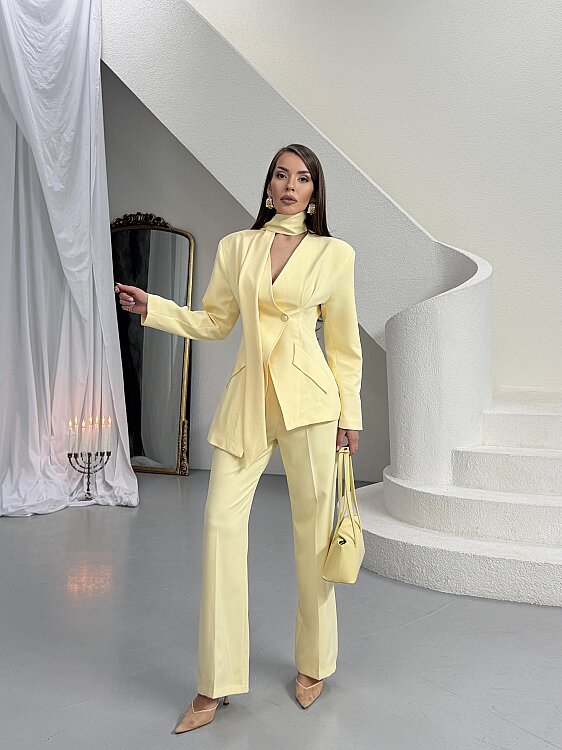 Zeni Fularlı Takım - Sarı - 3