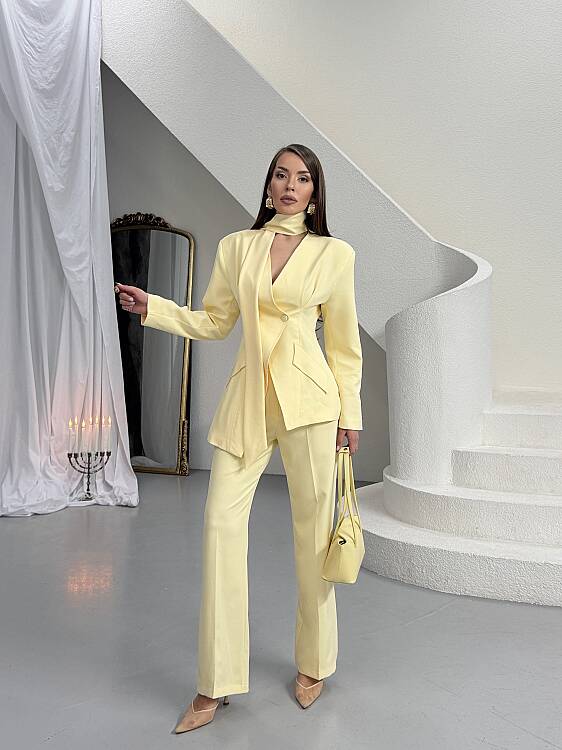 Zeni Fularlı Takım - Sarı - 3