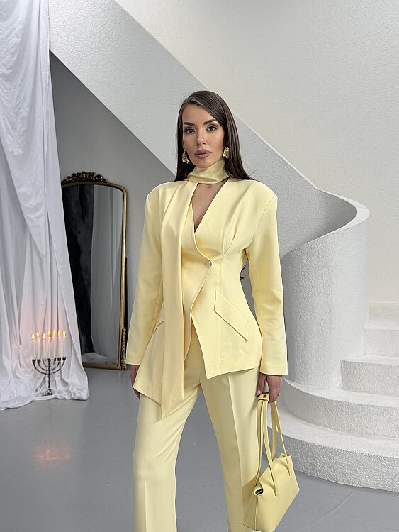 Zeni Fularlı Takım - Sarı - 4