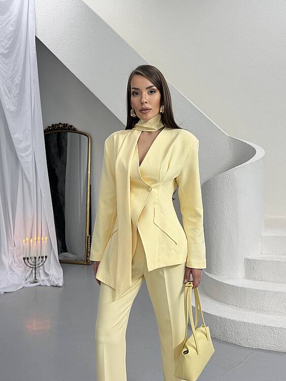 Zeni Fularlı Takım - Sarı - 4