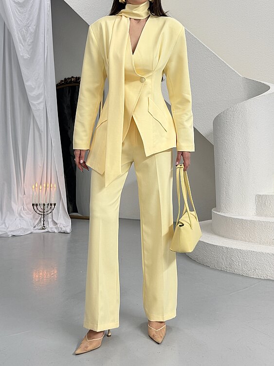 Zeni Fularlı Takım - Sarı - 5