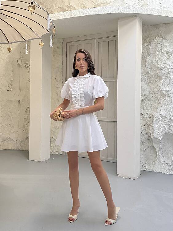 Zoe Mini Elbise - Beyaz - 1