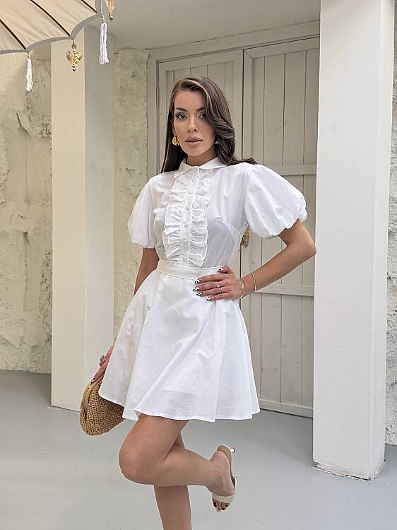 Zoe Mini Elbise - Beyaz - 3