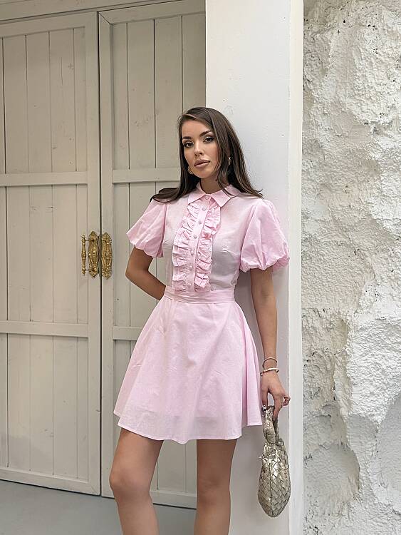 Zoe Mini Elbise - Pembe - 2