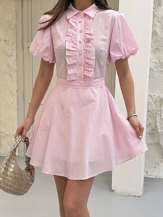 Zoe Mini Elbise - Pembe - 5