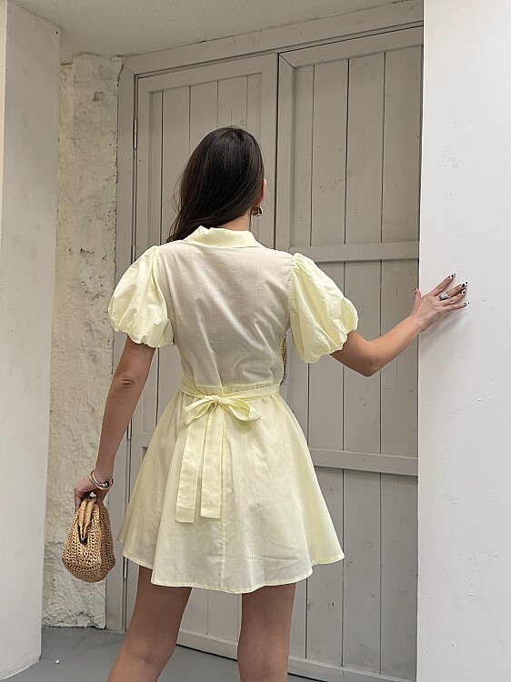 Zoe Mini Elbise - Sarı - 5