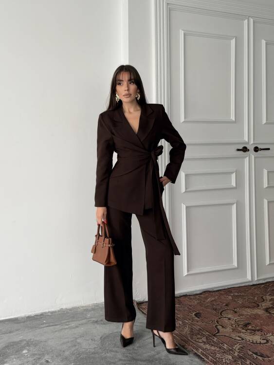 Zoey Ceket Pantolon Takım - Acı Kahve - 2