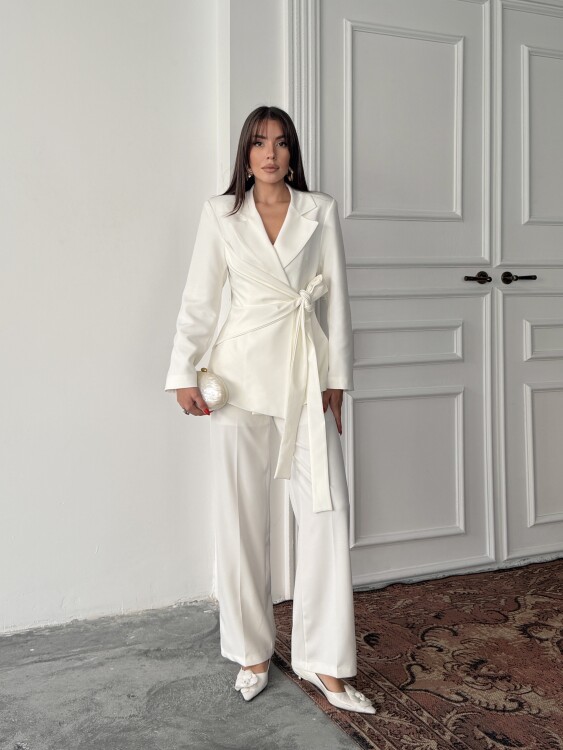 Zoey Ceket Pantolon Takım - Beyaz - Sevenday