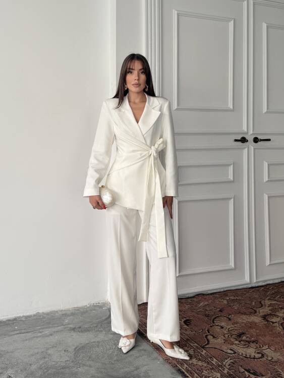 Zoey Ceket Pantolon Takım - Beyaz - 1