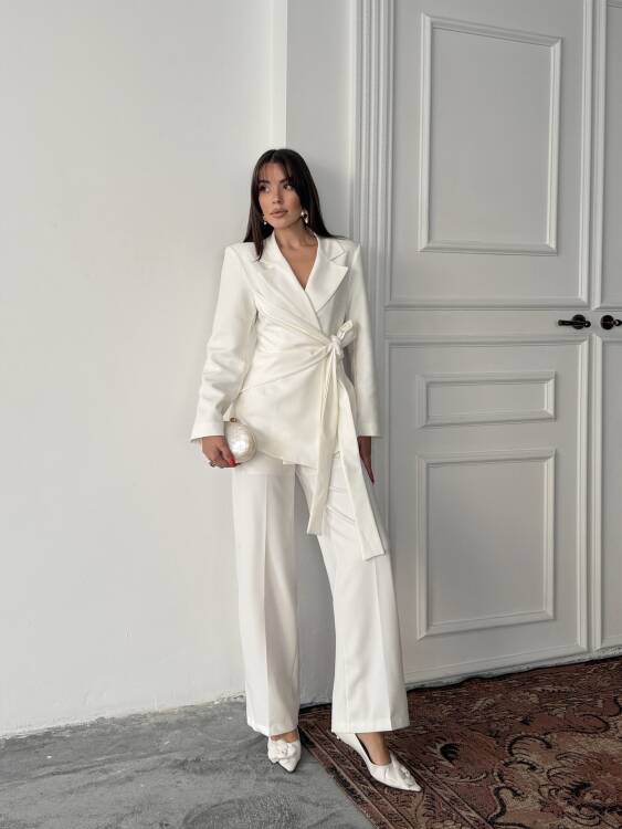 Zoey Ceket Pantolon Takım - Beyaz - 2